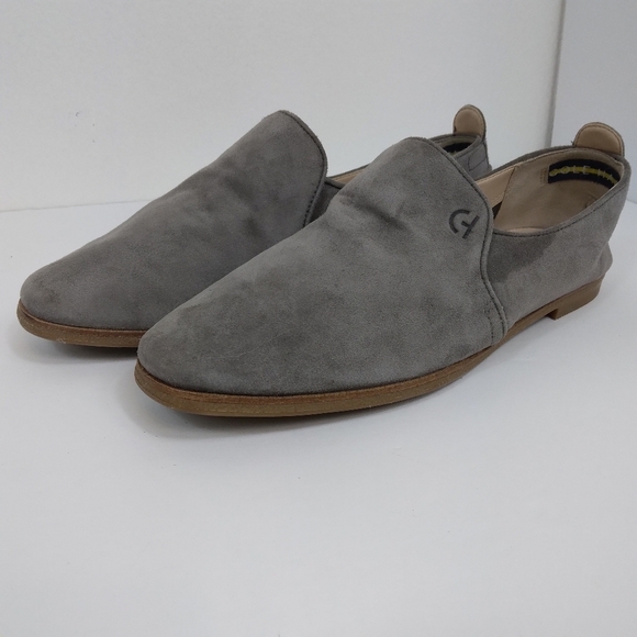 Cole Haan Tacoma Water Resistant Flat Size 6 B Charcoal Suede - Picture 1 of 10